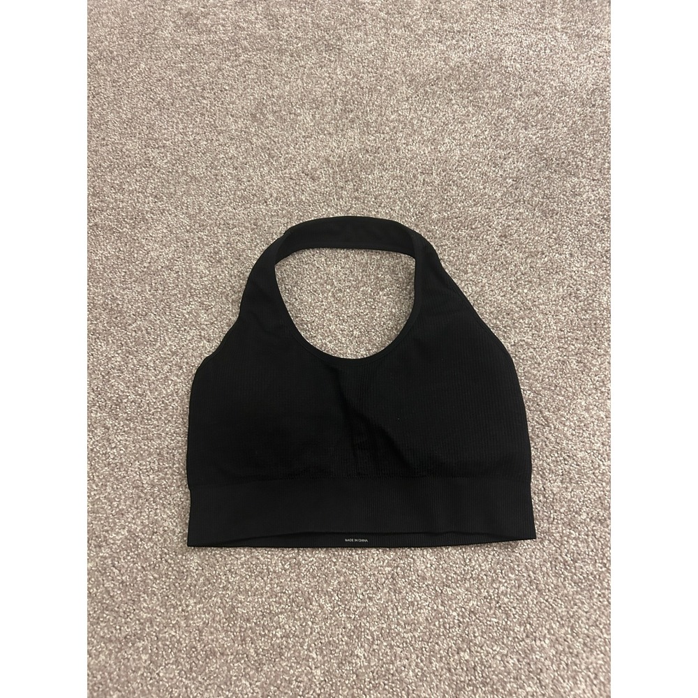 NVGTN Halter Sports Bra Womens S Black Excellent Ribbed Seamless Activewear